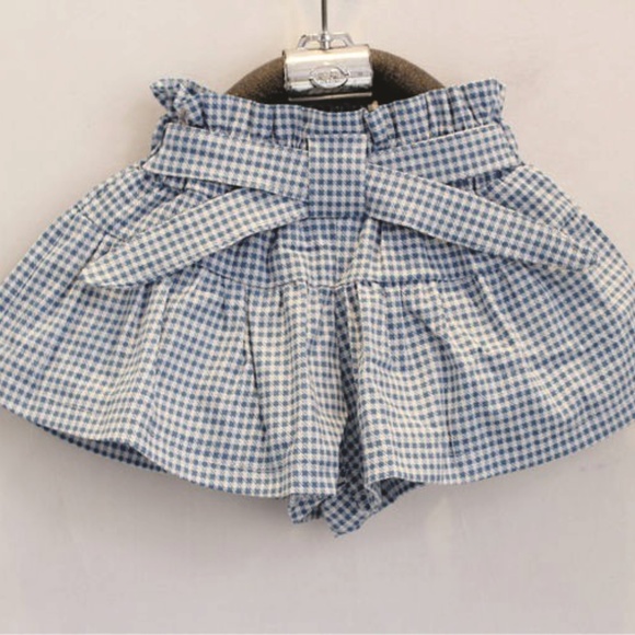 Toddler Girls Sleeveless Skort Set -Checkered Blue - Picture 3 of 6